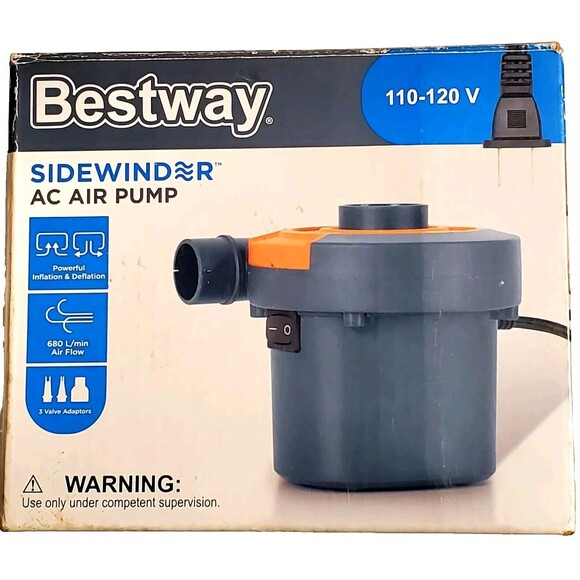Bestway Sidewinder AC Air Pump Electric Other - Bestway Sidewinder AC Air Pump Electric 3 Valve Adaptors Inflates & Deflates EUC